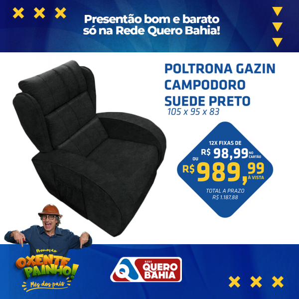POLTRONA GAZIN CAMPODORO SUEDE PRETO