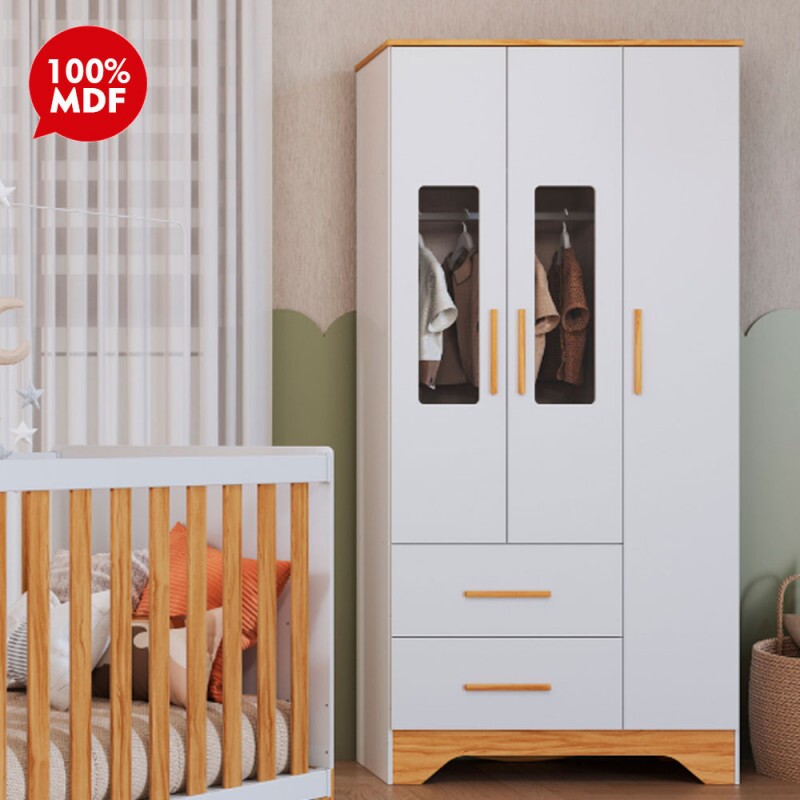 ROUPEIRO 3P. ABRIR 2G PEROBA POPY RETRO BRANCO BRILHO/AMENDOA ROUPEIRO 3P. ABRIR 2G PEROBA POPY RETRO BRANCO BRILHO/AMENDOA