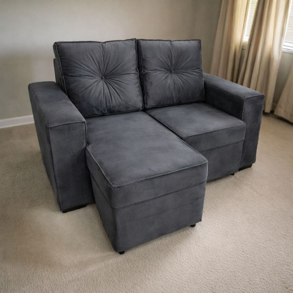 ESTOFADO MALU 2 LUGARES LARA RETRATIL GRAFITE VELUDO