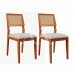 CJ MESA 04 CADEIRAS AGN ANNA RETANGULAR 116X80 C/VIDRO MADEIRA/OFF WHITE