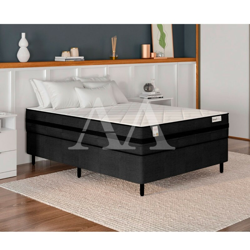 CJ BASE BOX/COLCHAO 138X188X67 PLUMATEX SMARTILHEUS BLACK MOLAS ENSACADAS