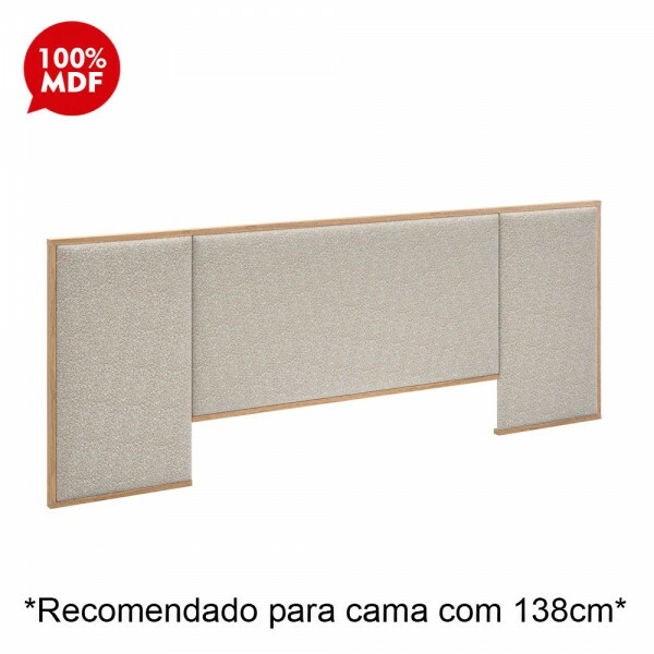 CABECEIRA DE CASAL ROBEL CONCEPT 1.38 C/2 PAINEIS LATERAIS ESTOFADA HANOVER/TEC BUCLE