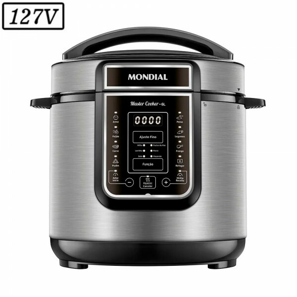 PANELA DE PRESSAO ELETRICA MONDIAL PE-60-6L-I DIGITAL MASTER COOKER 6L 1000W 127V PRETO/INOX