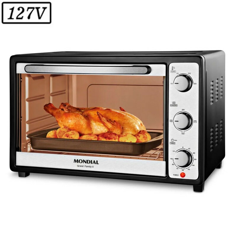FORNO ELETRICO MONDIAL FRN-52-B GRAND FAMILY II 52L 1800W 127V PRETO/INOX FORNO ELETRICO MONDIAL FRN-52-B GRAND FAMILY II 52L 1800W 127V PRETO/INOX