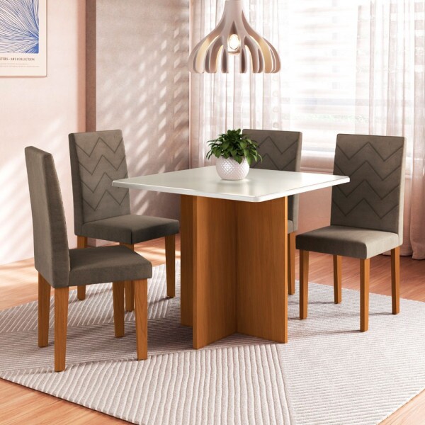 CJ MESA 4C INDEKES SANTIAGO 90X90 TAMPO VALDIVIA C/VDO CAD. AGATA FREIJO/OFF/CACAU