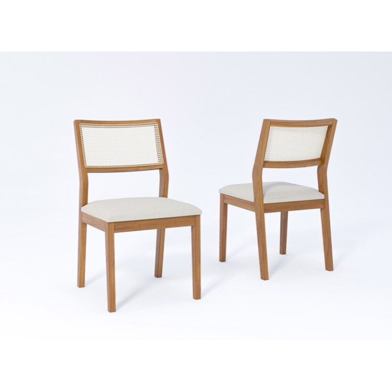 CJ 02 CADEIRAS CIMOL BELLA NATUAME MADEIRA/LINHO CRU