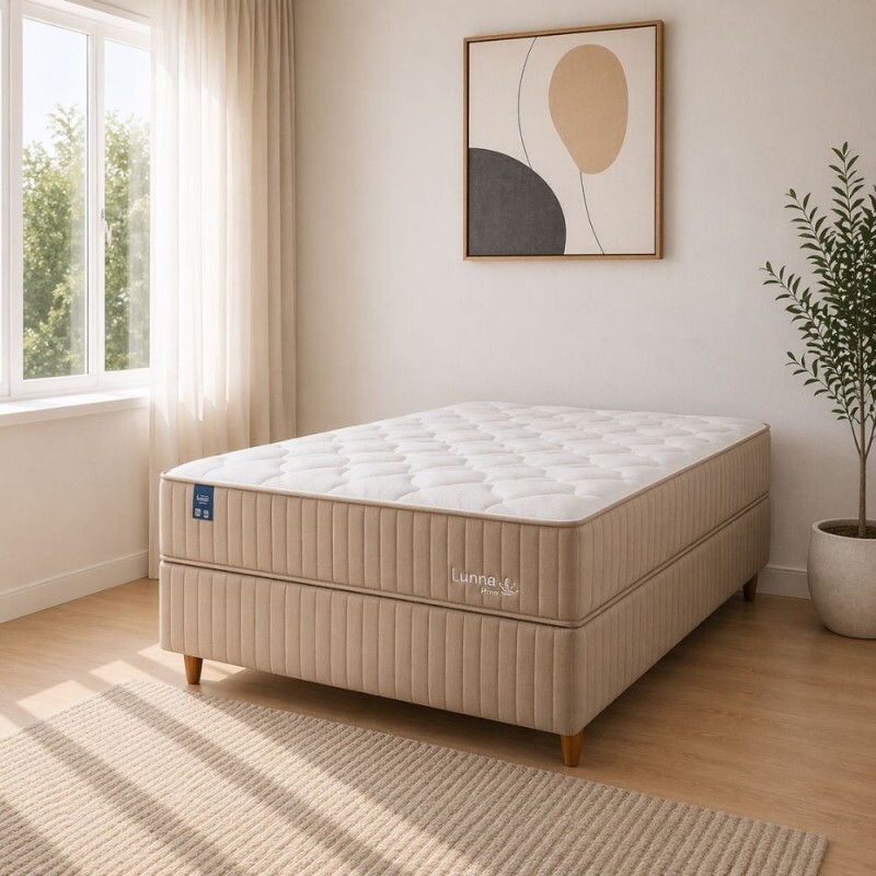 CJ BASE BOX/COLCHAO 138X188X67 PLUMATEX LUNNA PRIME MOLAS ENSACADAS