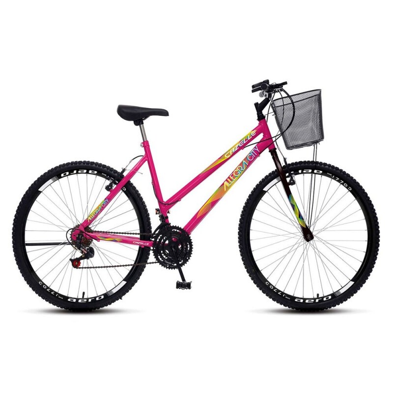 BICICLETA COLLI CAZELLE ALLEGRA CITY ARO 26 C/MARCHA C/CESTO ROSA NEON