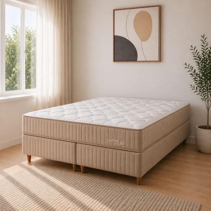 CJ BASE BOX/COLCHAO 198X203X72 PLUMATEX LUNNA PLUS MOLAS ENSACADAS