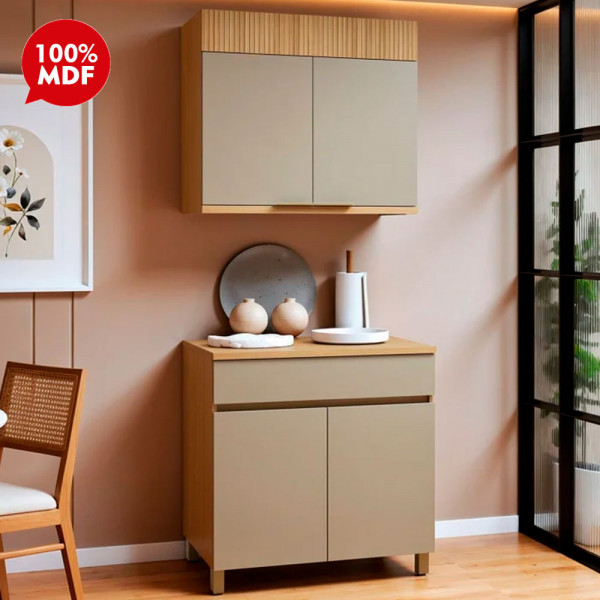 KIT 4P 1G NESHER REALEZA PREMIUM 80CM CARVALHO/GREIGE 501234