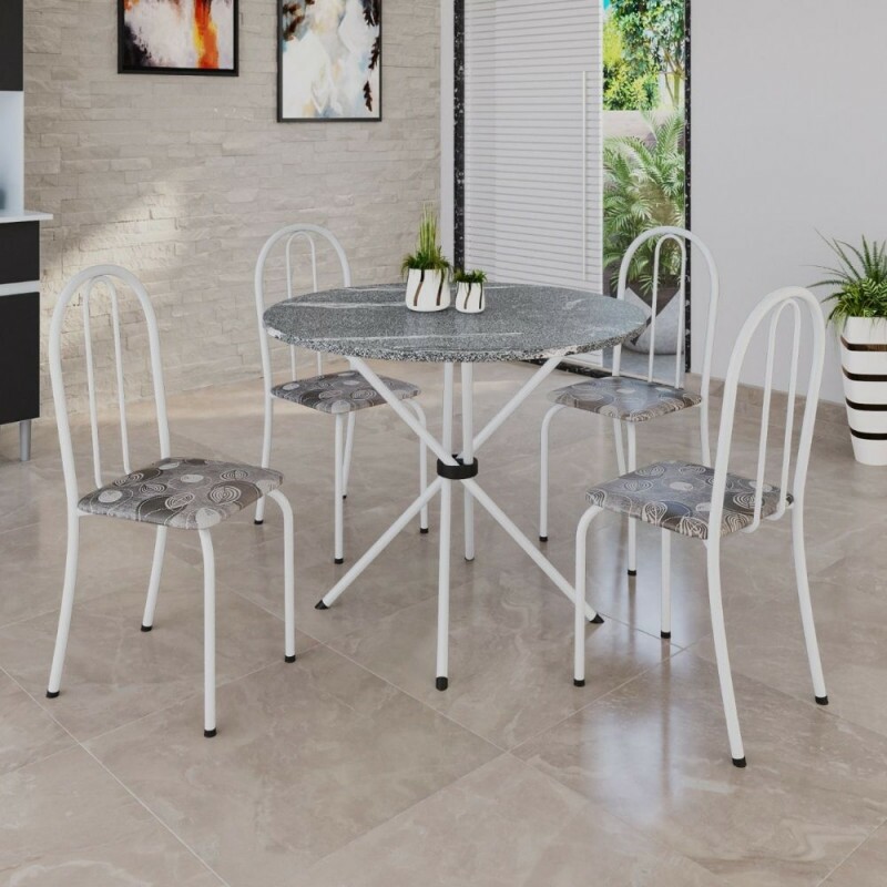 CJ MESA SOMA 4C ANE B 75CM REDONDA GRANITO TOPAZIO PARAOPEBA BRANCO