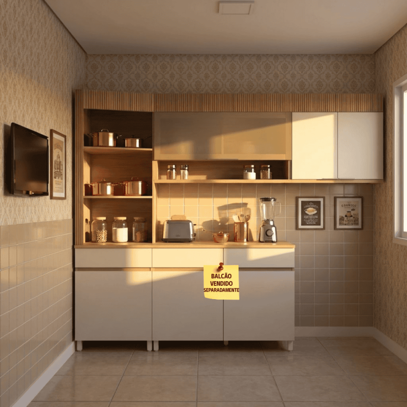 COZINHA NESHER REALEZA PREMIUM 200CM CARVALHO/GREIGE 501236