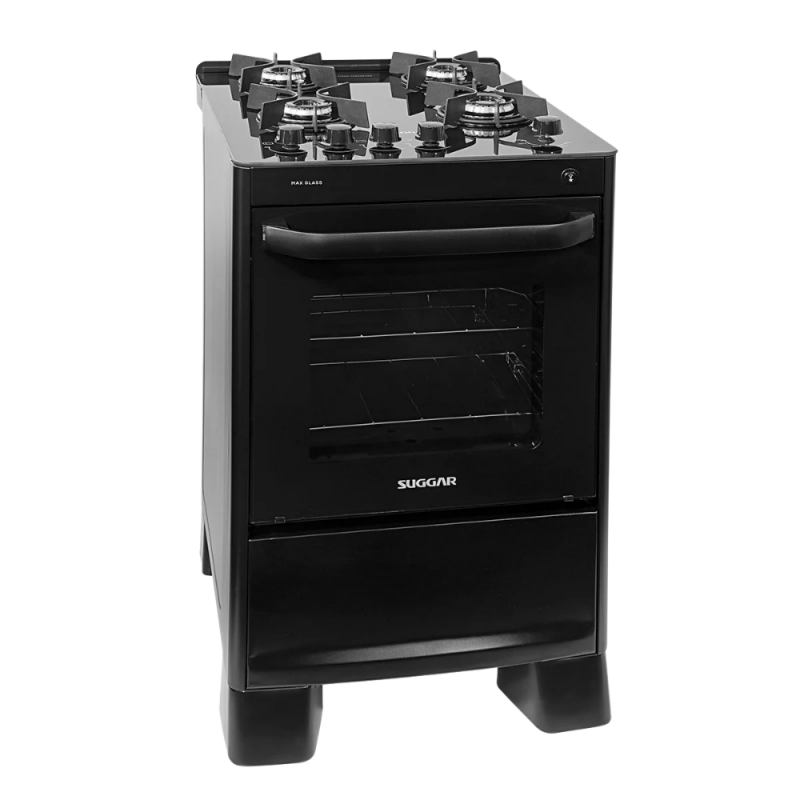 FOGAO 4B SUGGAR PISO MAX GLASS MESA VIDRO PRETO FGVMG410PT