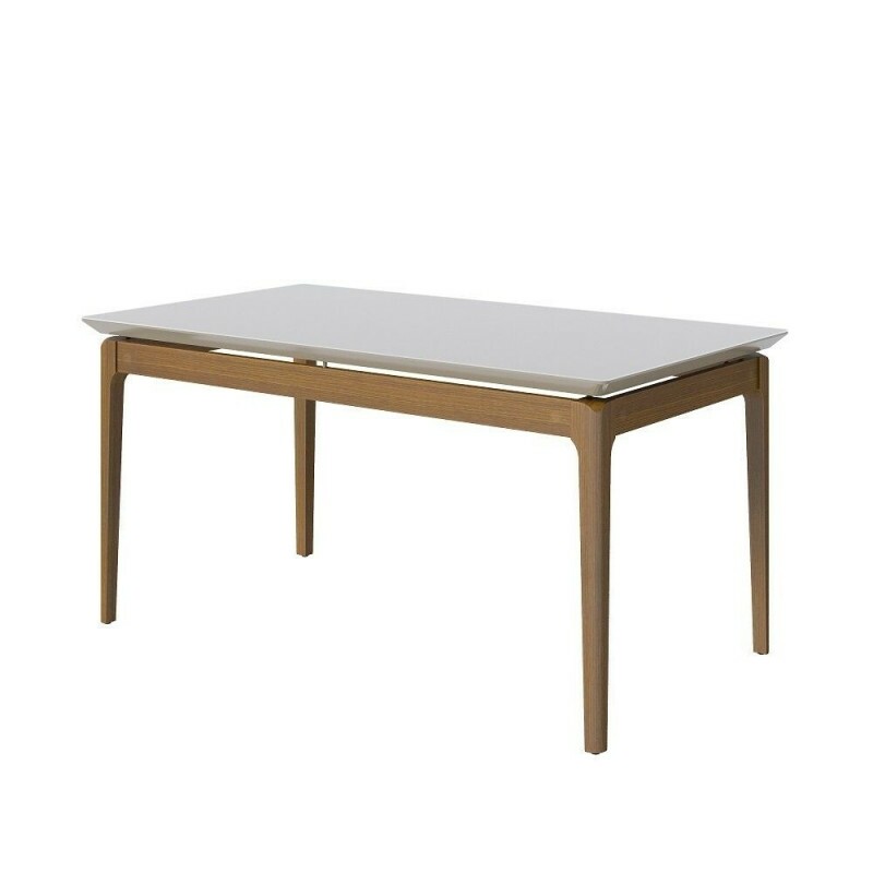 MESA IMCAL WIND 2.2 C/ VIDRO RETANGULAR OFF WHITE/CINAMOMO