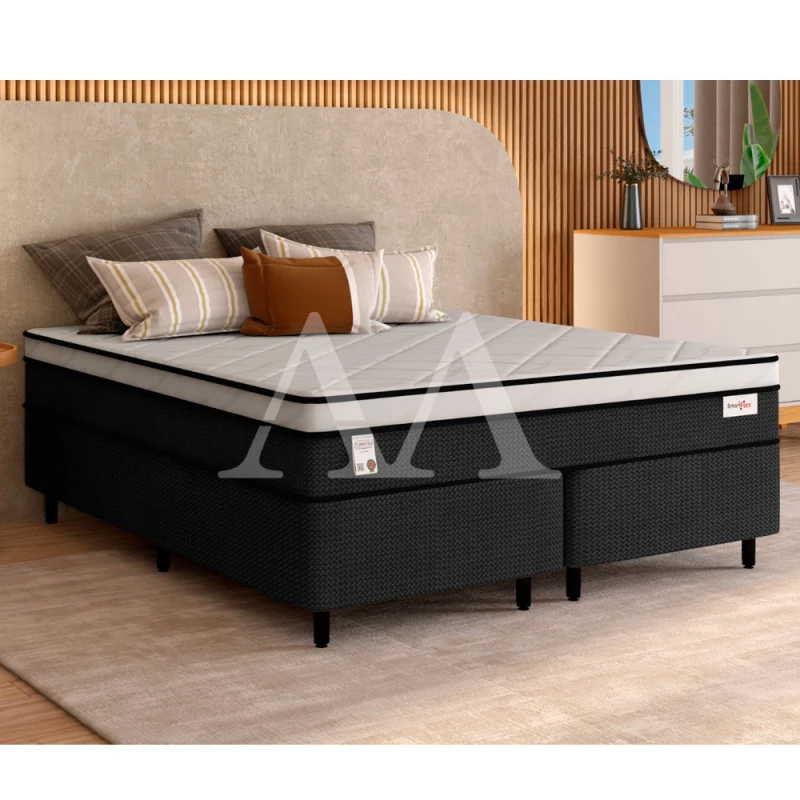 CJ BASE BOX/COLCHAO 158X198X72 PLUMATEX SMARTFLEX BLACK MOLAS ENSACADAS
